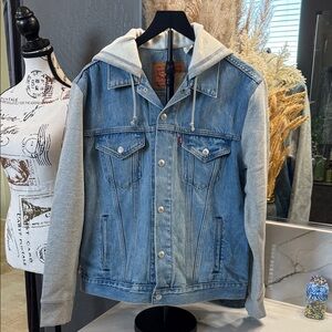 Levi's Denim Jacket with Gray Hoodie Sleeves